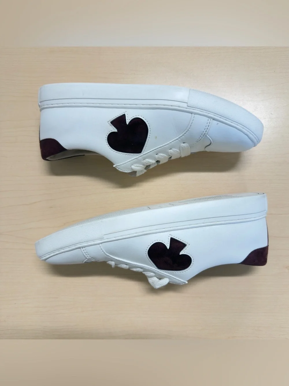 Kate Spade New York Fez White Leather Burgundy Sneakers Size 8.5